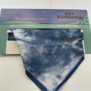 NWT Blended Dog Bandana 2-Pack L/XL Blue & Blue-White Tie Dye Pet Scarves 30x15